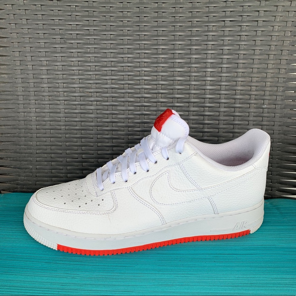 Nike Air Force 1 White Orange Leather Low Top